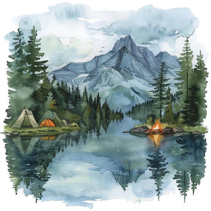Watercolor Summer Landscapes Fabric Panel 35
