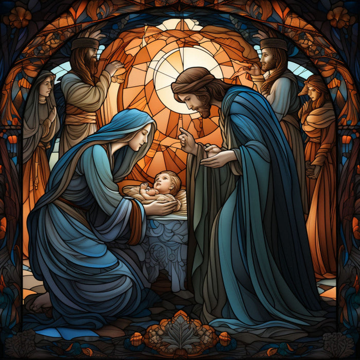 Nativity Stained Glass Fabric Panel 3