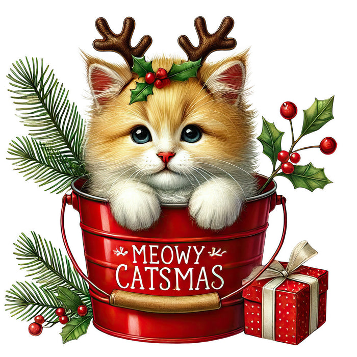 Meowy Christmas Fabric Panel 12