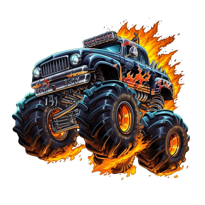 Monster Truck Crushes Fabric Panel 13
