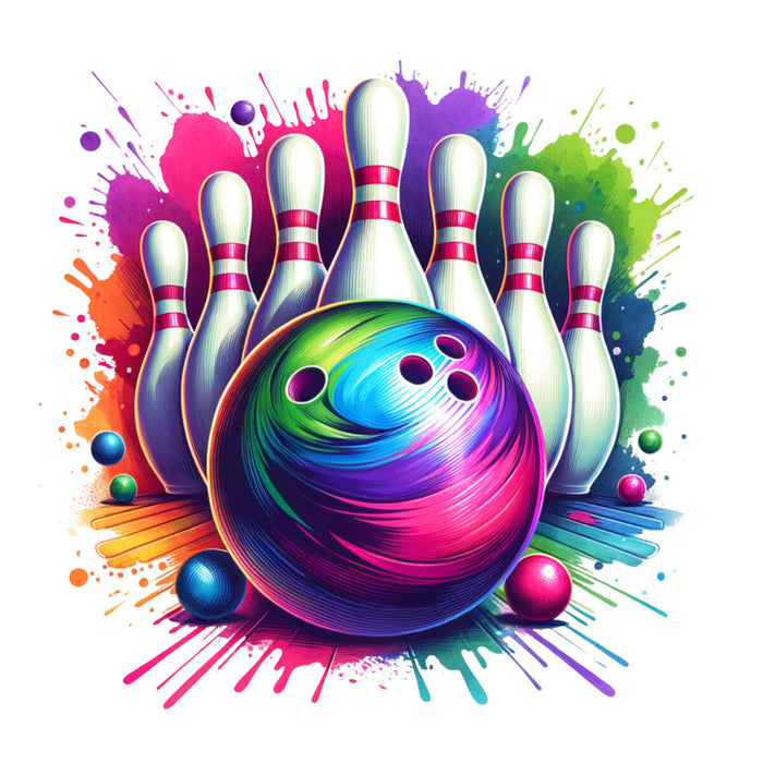 Watercolor Bowling Fabric Panel 3