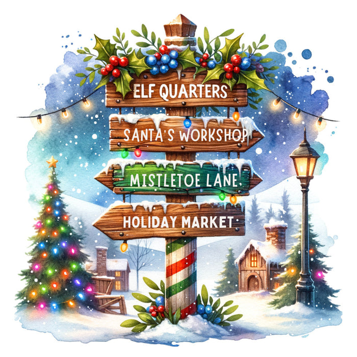 Christmas Signpost Fabric Panel 4