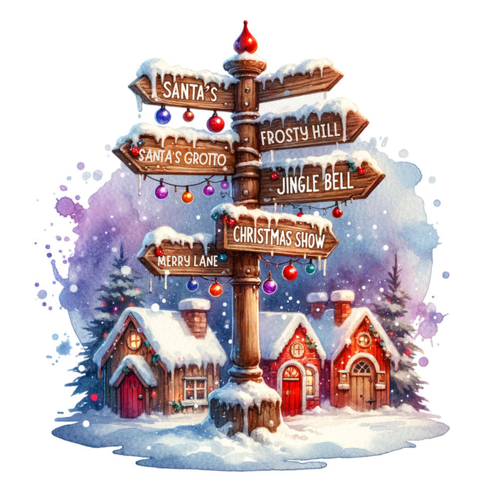 Christmas Signpost Fabric Panel 12