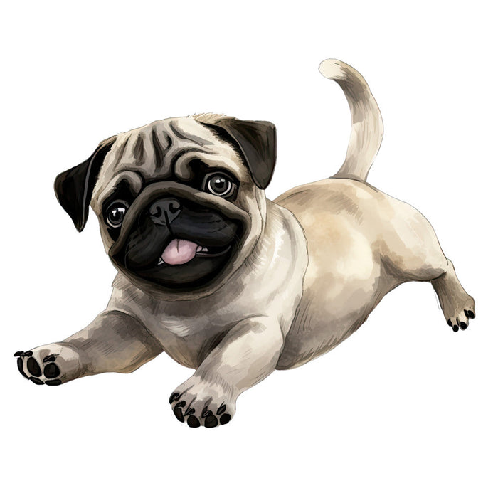 Watercolor Pug Fabric Panel 35