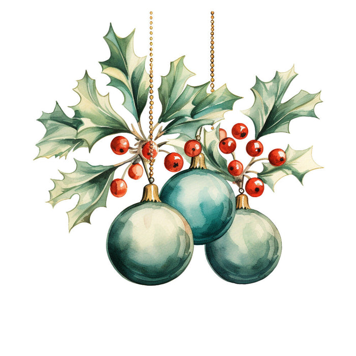 Holly and Baubles Fabric Panel 27