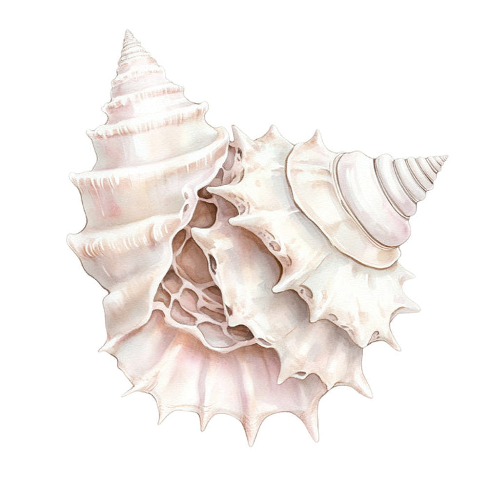 Watercolor Sea Shells Fabric Panel 20