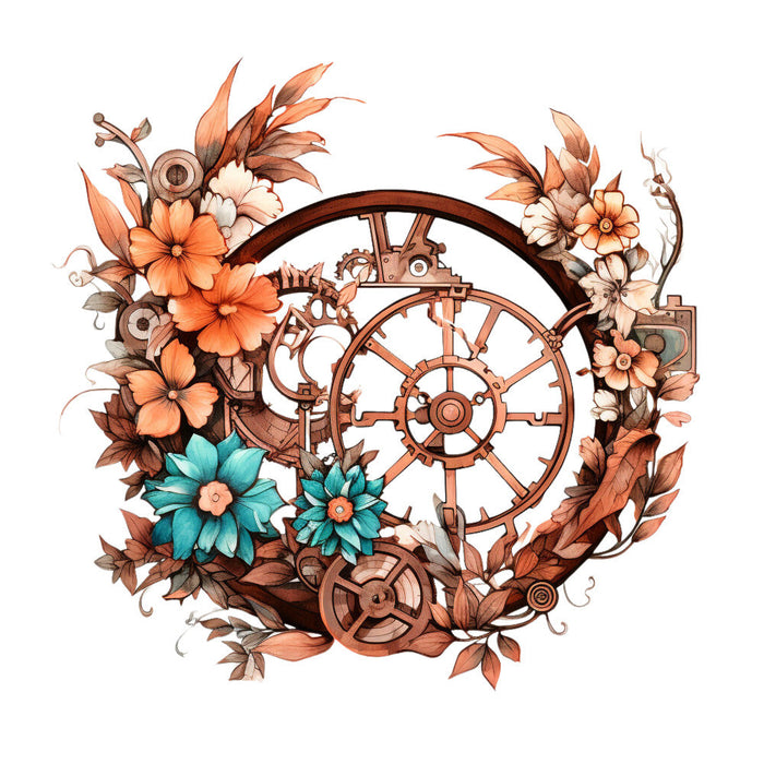 Floral Steampunk Fabric Panel 8