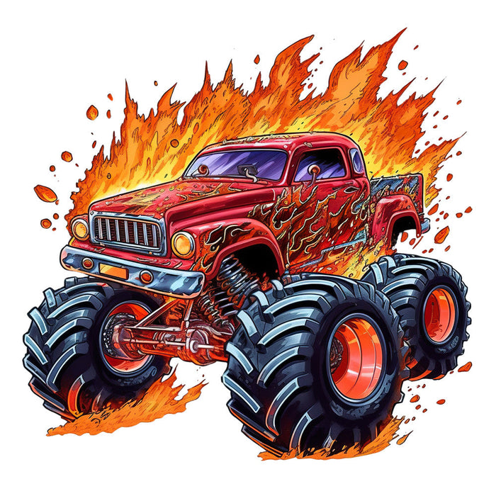 Monster Truck Crushes Fabric Panel 16