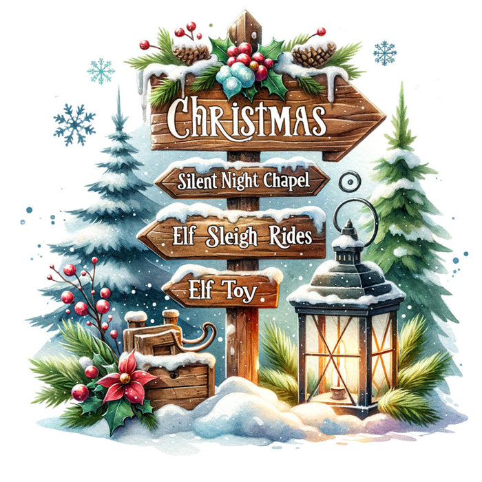 Christmas Signpost Fabric Panel 1