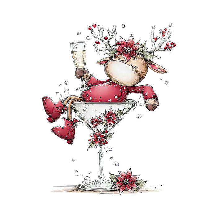 Whimsical Christmas Cocktail Fabric Panel 9