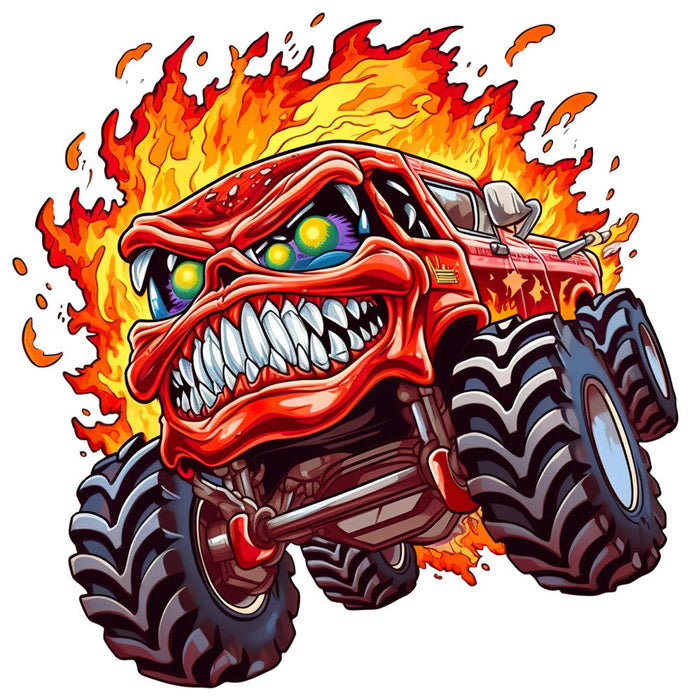 Monster Truck Crushes Fabric Panel 15