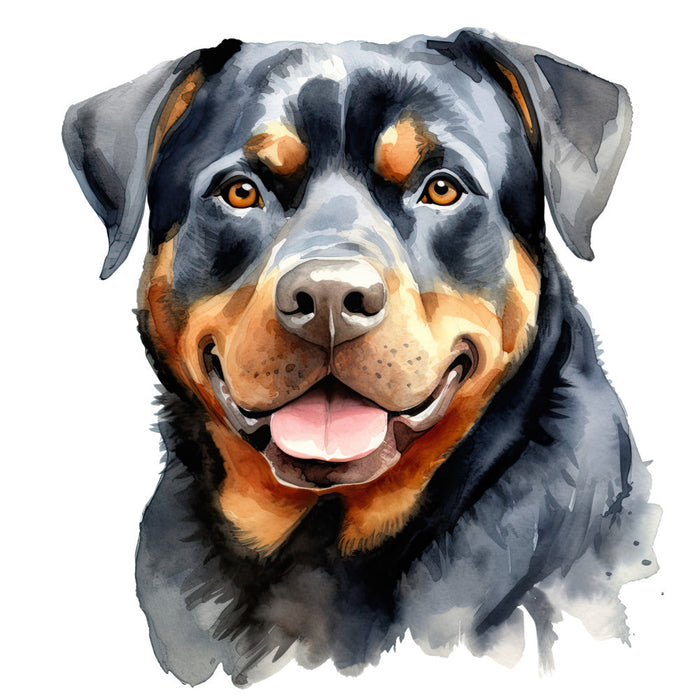 Watercolor Rottweiler Fabric Panel 15