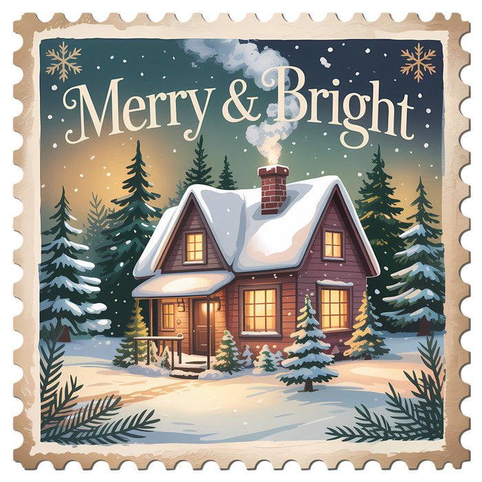Vintage Christmas Stamps Fabric Panel 16