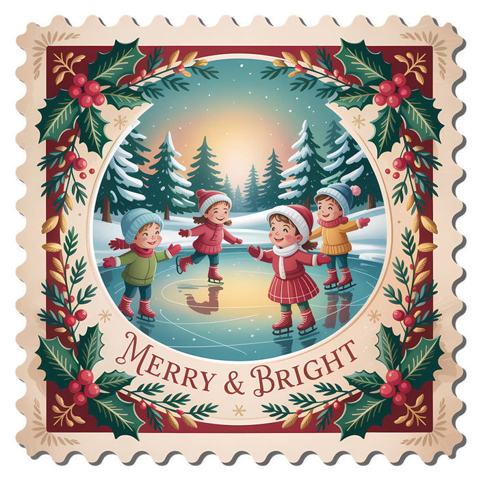 Vintage Christmas Stamps Fabric Panel 55