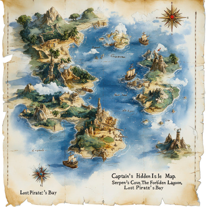 Pirate Treasure Map Fabric Panel 13