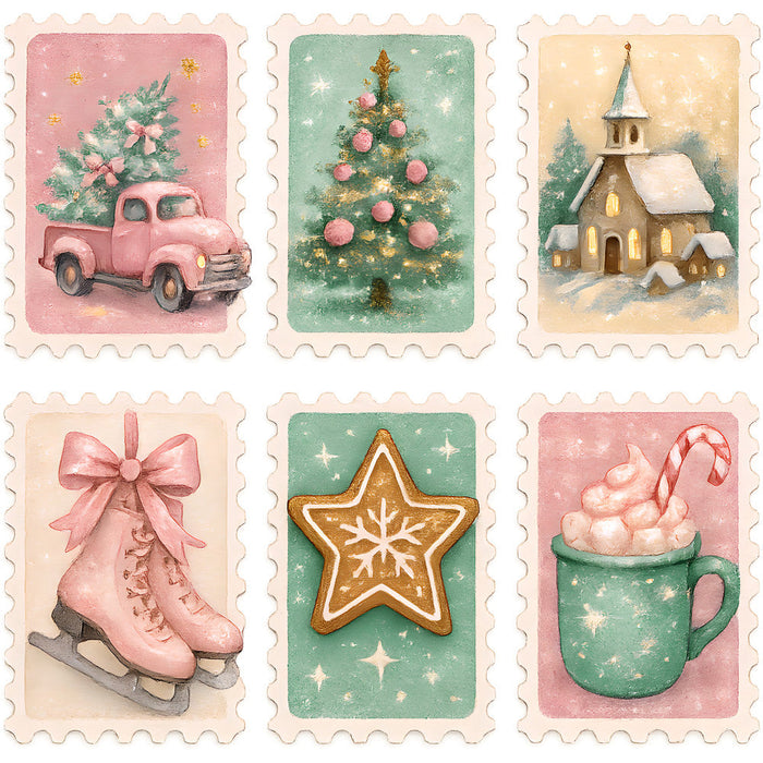 A Pink Christmas Fabric Panel 12