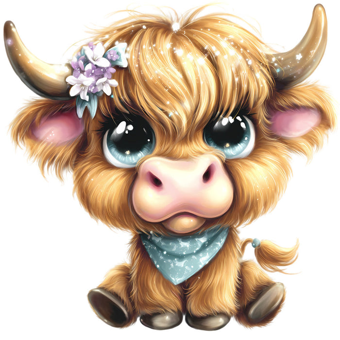 Adorable Highland Cows Fabric Panel 33