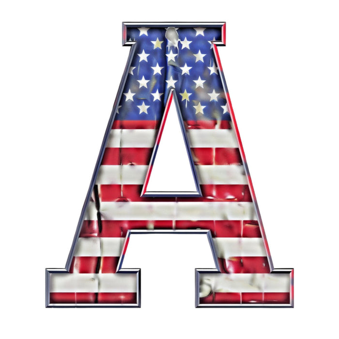 Grunge American Flag Alphabet Fabric Panel 8