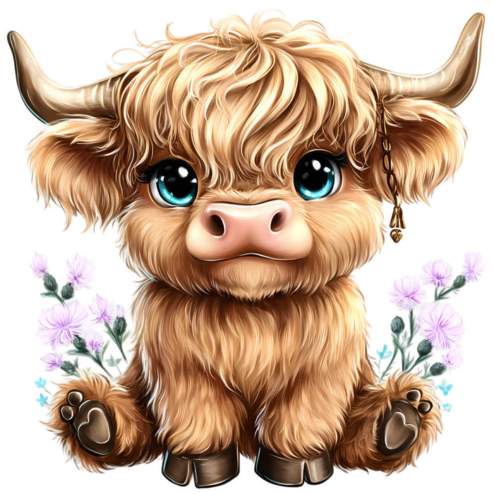 Adorable Highland Cows Fabric Panel 1