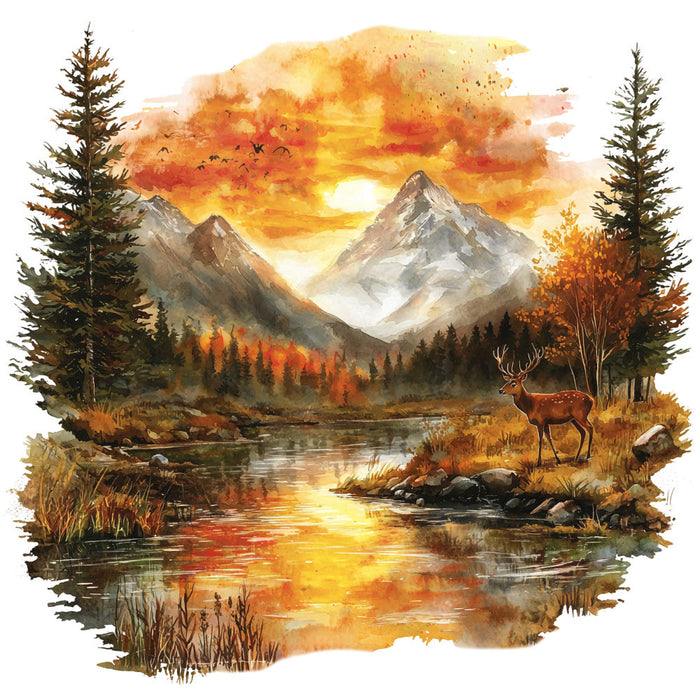 Deer in Nature Fabric Panel 24