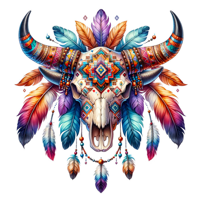Tribal Skulls Fabric Panel 9