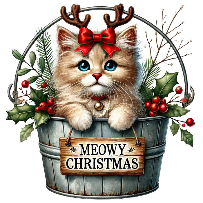 Meowy Christmas Fabric Panel 10