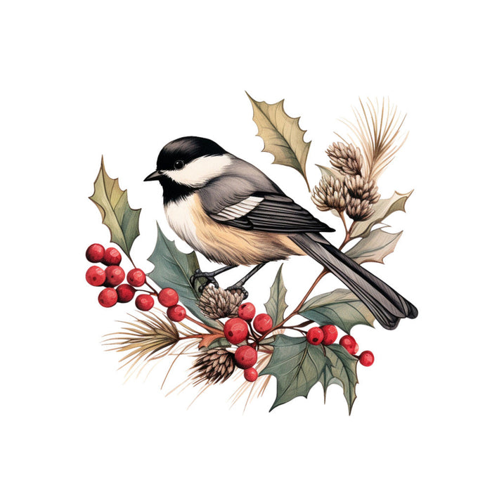 Winter Birds on Branches Fabric Panel 4