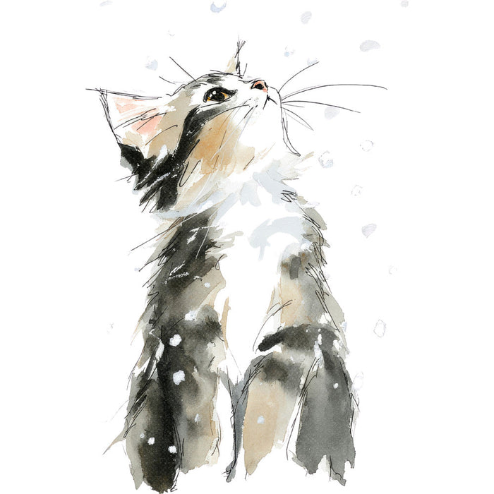 Handdrawn Christmas Cats Fabric Panel 79