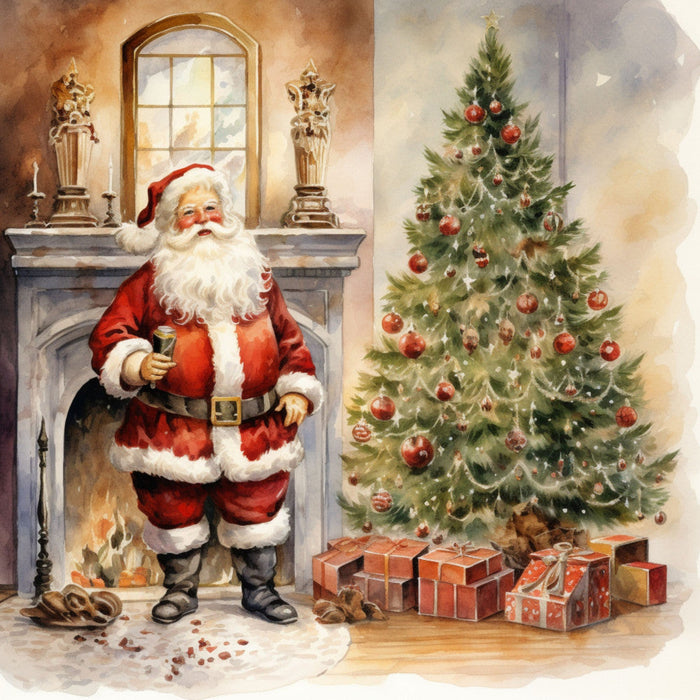 Santa Claus Christmas Scene Fabric Panel 28
