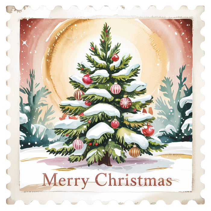 Vintage Christmas Stamps Fabric Panel 60