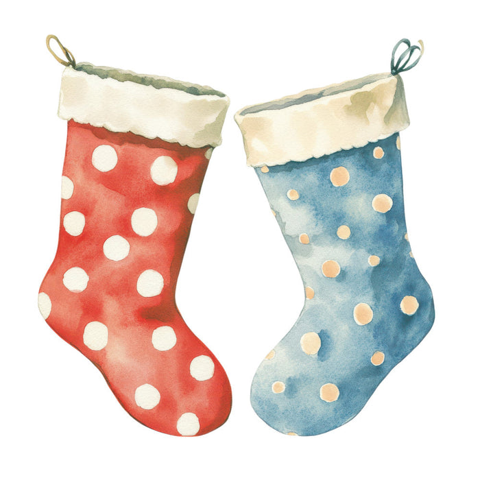 Watercolor Christmas Stockings Fabric Panel 1