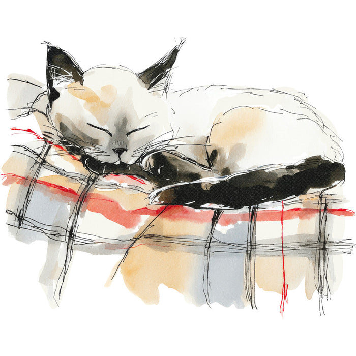 Handdrawn Christmas Cats Fabric Panel 33