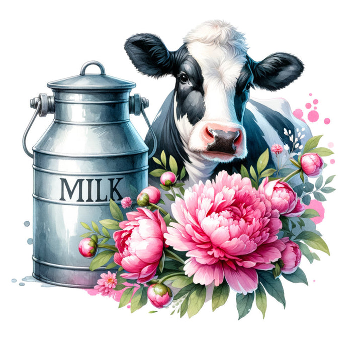 Floral Cows Fabric Panel 3