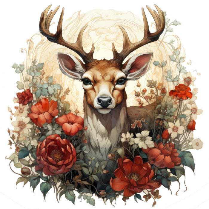 Vintage Deer Head Fabric Panel 5