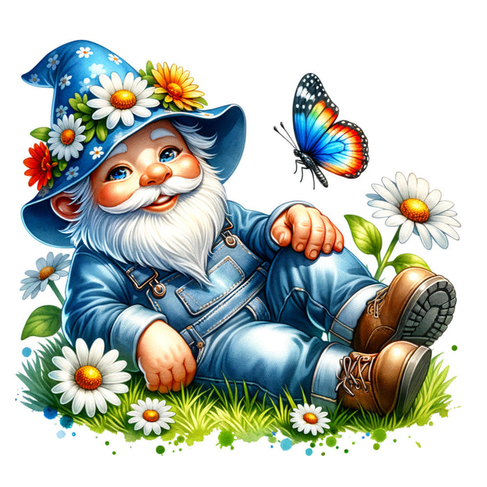 Spring Garden Gnome Fabric Panel 4