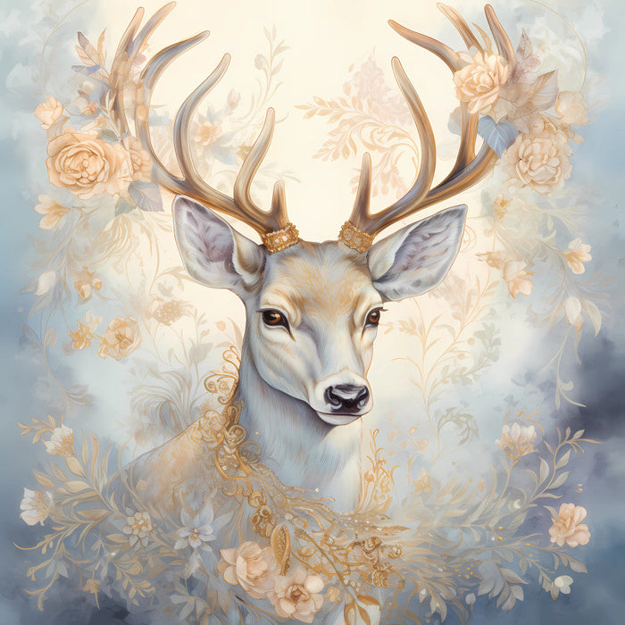 Light Blue and Gold Christmas Fabric Panel 43