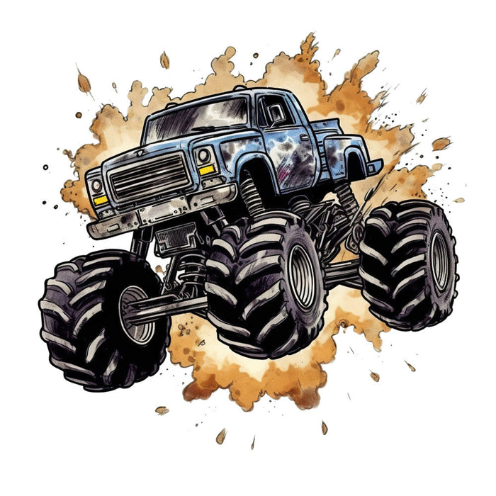 Monster Truck Crushes Fabric Panel 7