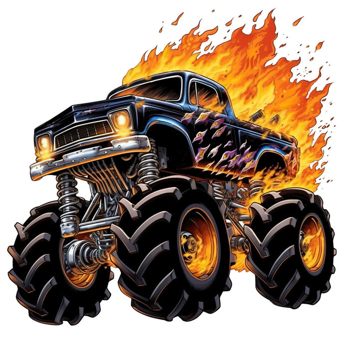 Monster Truck Crushes Fabric Panel 12