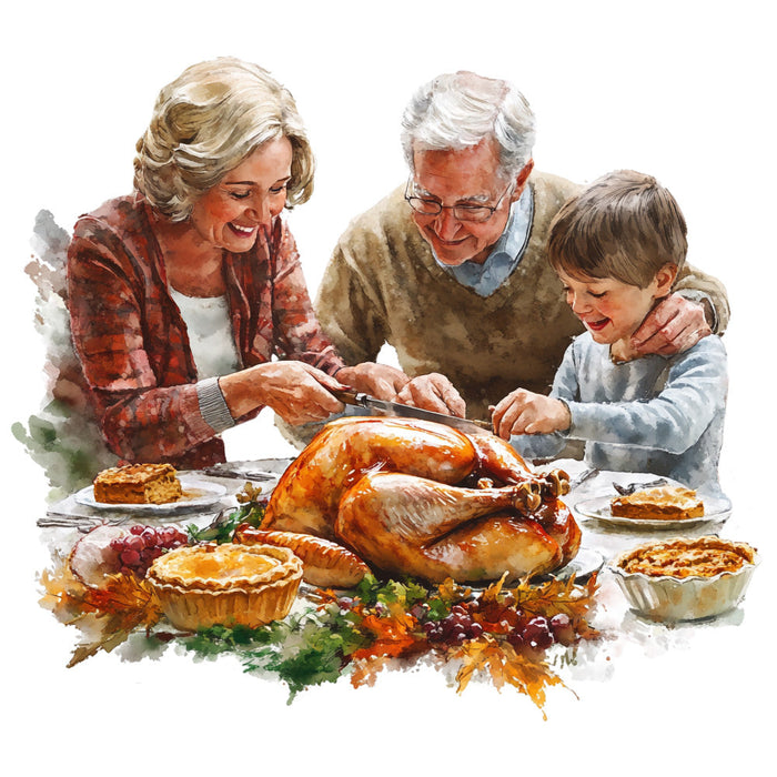 Watercolor Thanksgiving Fabric Panel 40