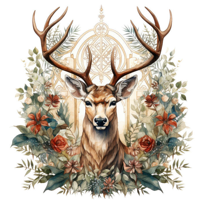 Vintage Deer Head Fabric Panel 7
