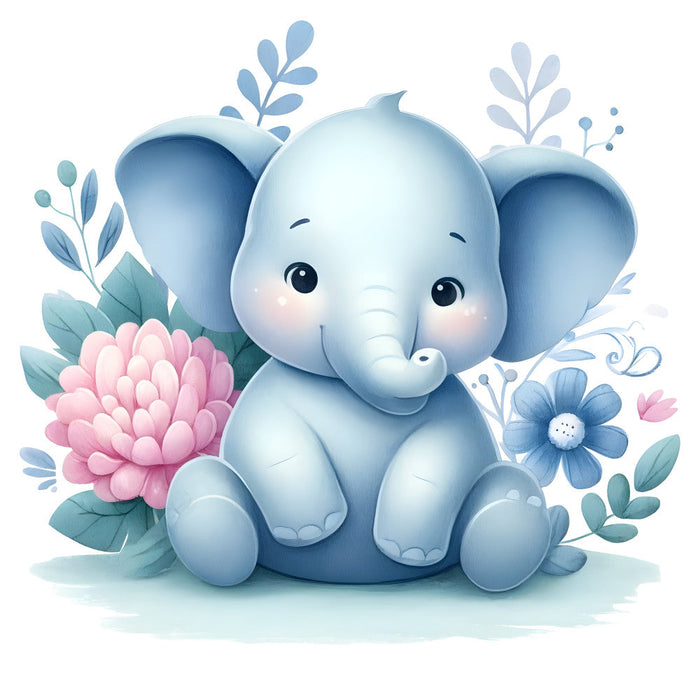 Baby Boy Elephant Fabric Panel 12