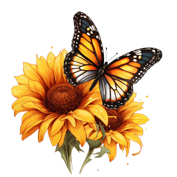 Sunflowers and Butterflies Fabric Panel 6