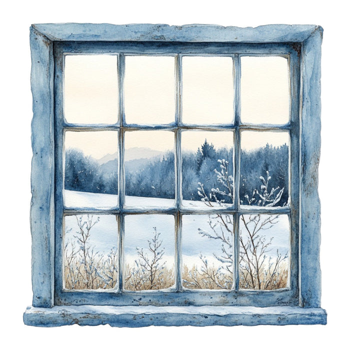 Watercolor Christmas Scene Fabric Panel 14