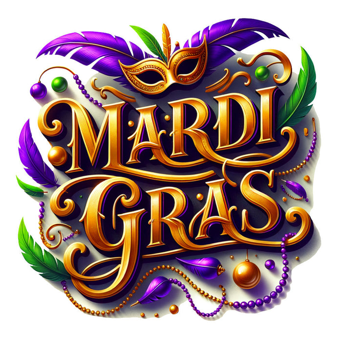 Watercolor Mardi Gras Fabric Panel 1