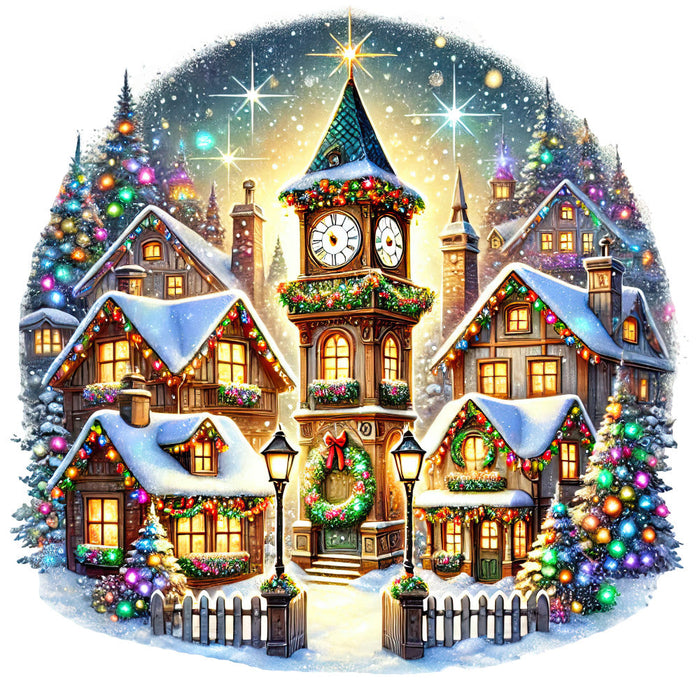 Christmas Villages Fabric Panel 36