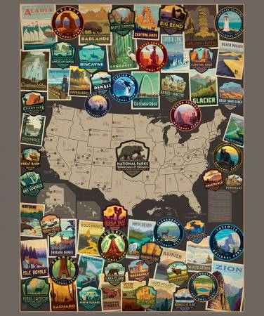 RB National Parks 36in x 43in USA Vertical Map Poster Panel