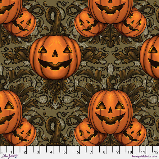 FS  Mystic Moonlight Pumpkin Damask - Olive ||