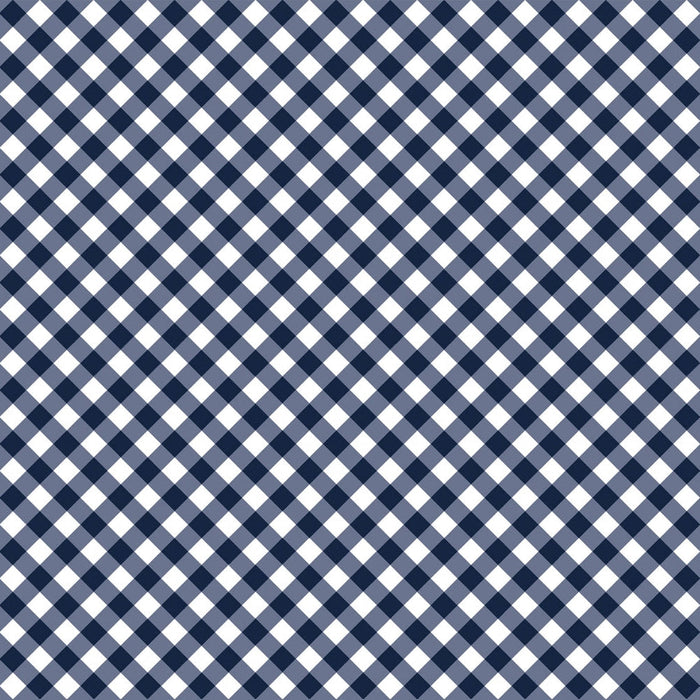 Barely Basics Gingham Quilting Cuddle Navy Fabric Per Yard