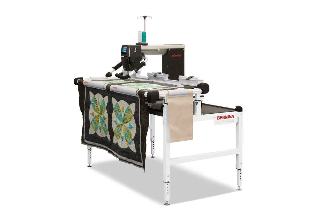 BERNINA Hoop Frame quilting in progress, angled view from left (machine sold separately)