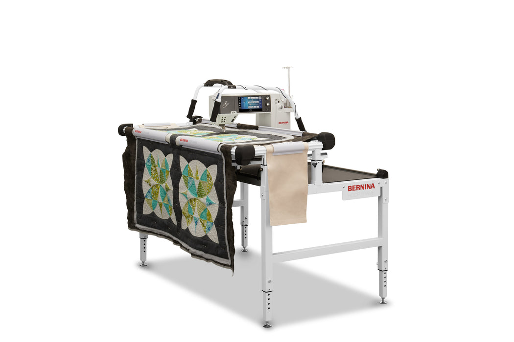 BERNINA Hoop Frame quilting in progress, angled view from right (machine sold separately)